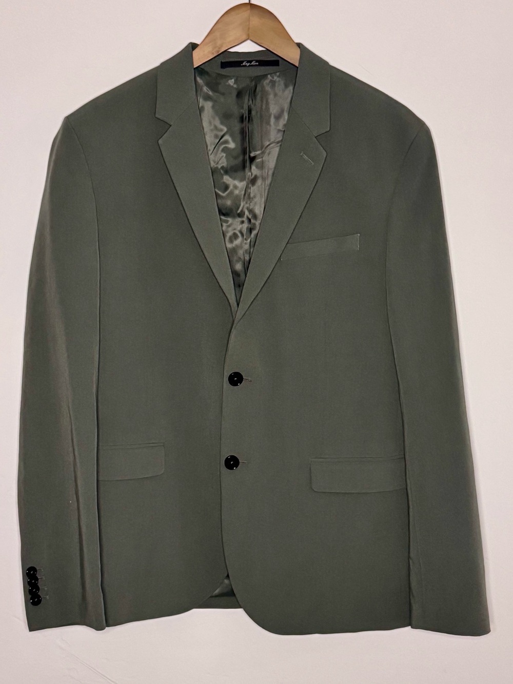 MNG by MANGO Super Slim-Fit Stretch Olive Green Suit Jacket Men Size 42 New!